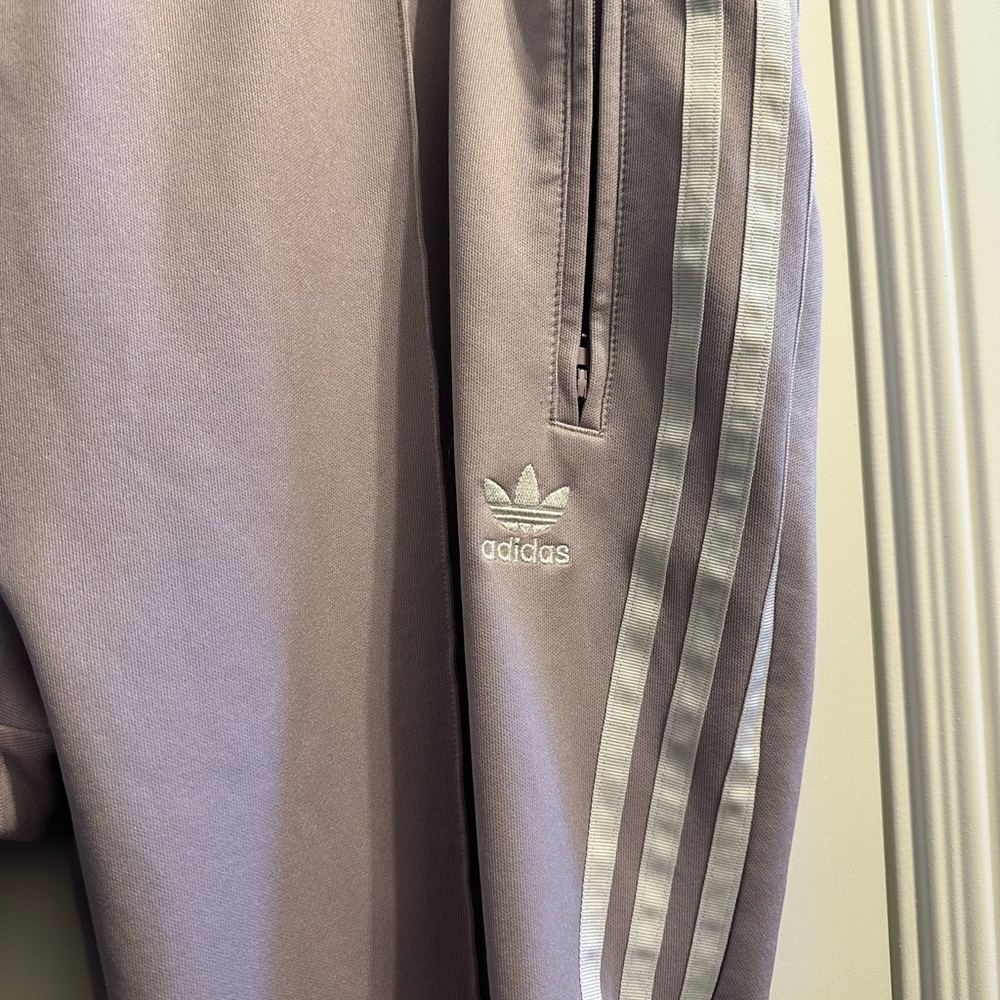 adidas Lavender Track Pants with White 3-Stripes - Picture 3 of 7